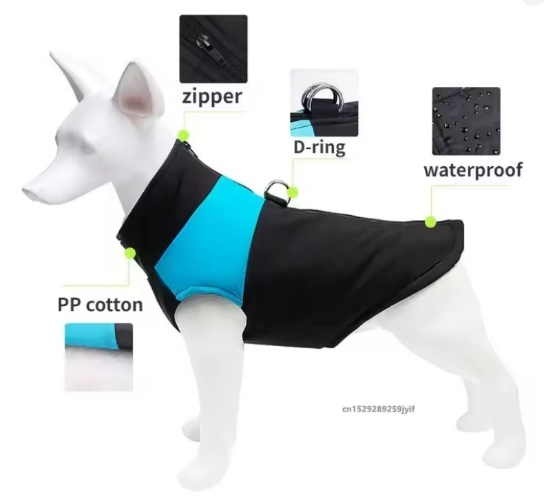 JackiesJackets™ Waterproof Dog Winter Coat with Leash D-Ring (XS–6XL)